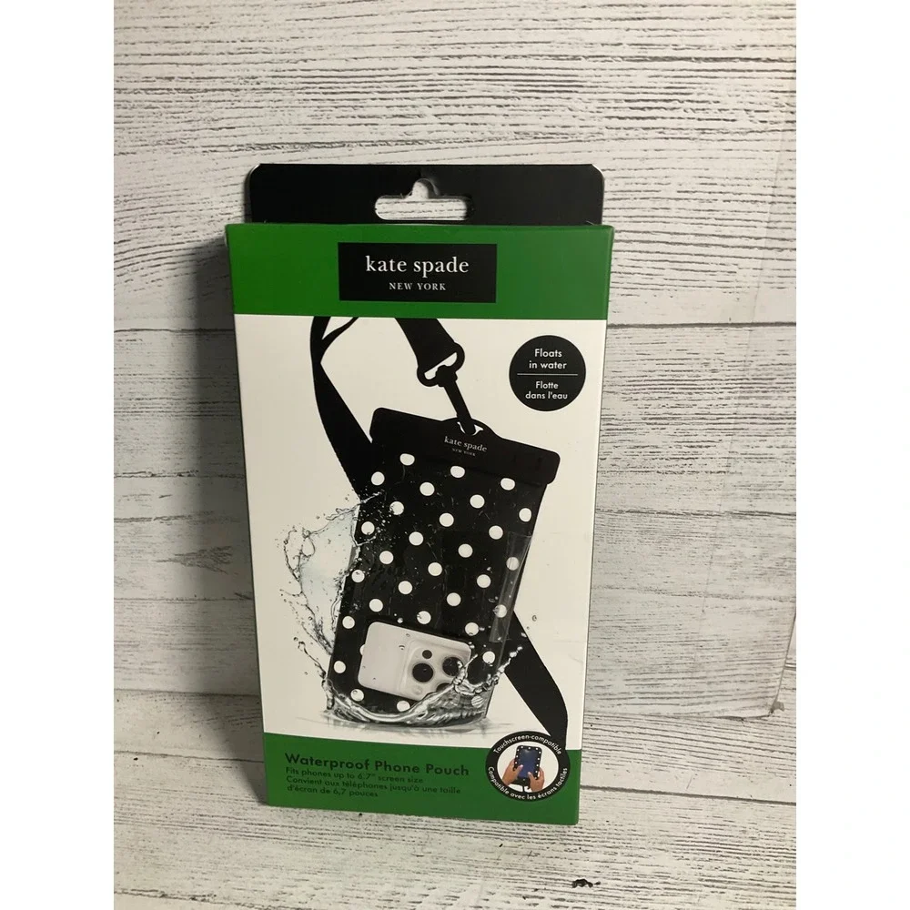 Kate Spade waterproof phone pouch, black and white polkadot new inbox